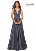 Picture of: Satin Prom Gown with beaded Bust and Pockets in Platinum, Style: 27205, Detail Picture 1