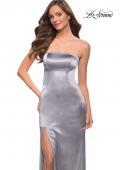 Picture of: Simply Chic Strapless Stretch Satin Long Gown in Platinum, Style 29807, Detail Picture 2