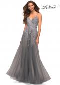 Picture of: Gorgeous Lace and Tulle Ball Gown with High Slit in Silver, Style: 30591, Detail Picture 3