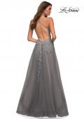 Picture of: Gorgeous Lace and Tulle Ball Gown with High Slit in Silver, Style: 30591, Detail Picture 4
