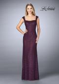 Picture of: Lace Evening Gown with Thick Straps and Beading in Plum, Style: 24891, Main Picture