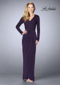 Picture of: Tulip Hem Long Sleeve Evening Gown in Plum, Style: 24927, Main Picture
