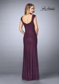 Picture of: Lace Evening Gown with Thick Straps and Beading in Plum, Style: 24891, Back Picture