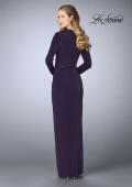 Picture of: Tulip Hem Long Sleeve Evening Gown in Plum, Style: 24927, Back Picture