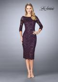 Picture of: Mid-Length Dress with Sleeves and Closed Back in Plum, Style: 24875, Detail Picture 1