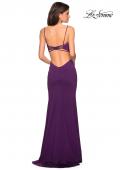 Picture of: Form Fitting Long Dress with Cut Outs and Strappy Back in Plum, Style: 27516, Detail Picture 8