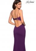 Picture of: Form Fitting Long Dress with Cut Outs and Strappy Back in Plum, Style: 27516, Detail Picture 3