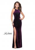 Picture of: Long Sparkling Velvet Prom Dress with Open Racer Back in Plum, Style: 25517, Detail Picture 5