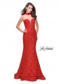 Picture of: Strapless Beaded Lace Mermaid Dress with T Back in Poppy Red, Style: 26261, Main Picture