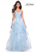 Picture of: Floor Length Tulle Dress with Floral Embellishments in Powder Blue, Style: 27579, Main Picture