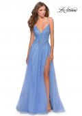 Picture of: Tulle Dress with Cascading Rhinestone Detail in Powder Blue, Style: 28636, Detail Picture 1