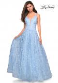 Picture of: Pastel A-Line Floral Prom Dress with Strappy Back in Powder Blue, Style: 27759, Detail Picture 2