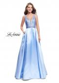 Picture of: A-line Pleated Satin Prom Gown with Metallic Beading in Powder Blue, Style: 26293, Main Picture