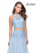 Picture of: Beaded and Lace Two Piece Dress With Tulle Skirt in Powder Blue, Style: 26309, Detail Picture 2