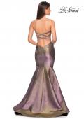 Picture of: Metallic Jersey Mermaid Strapless Prom Dress in Purple/Gold, Style: 27638, Back Picture