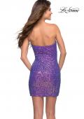 Picture of: Unique Multi Sequin Strapless Dress with Slit in Purple, Style 30988, Back Picture