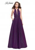 Picture of: Long Sparkling Prom Dress with High Neck and Cut Outs in Purple, Style: 26073, Main Picture