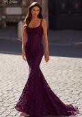 Picture of: Mermaid Stretch Lace Gown with Corset Top in Dark Berry, Style: 32420, Main Picture