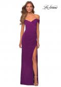 Picture of: Off the Shoulder Fully Ruched Floor Length Gown in Purple, Style: 28389, Detail Picture 8