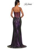Picture of: Gorgeous Metallic Prom Dress with Ruching and Illusion Back in Purple, Style: 33034, Detail Picture 8