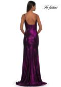 Picture of: Brushed Metallic Jersey Simple Prom Dress with Ruching in Purple, Style: 32812, Detail Picture 10