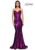 Picture of: Mermaid Metallic Prom Dress with Sweetheart Strapless Top in Purple , Style 32995, Detail Picture 11