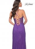 Picture of: Rhinestone Fishnet Dress with Illusion Bodice and Boning in Dark Berry, Style: 32247, Detail Picture 12