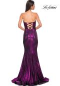 Picture of: Mermaid Metallic Prom Dress with Sweetheart Strapless Top in Purple , Style 32995, Detail Picture 12