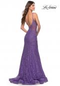 Picture of: Long Mermaid Lace Dress with Back Rhinestone Detail in Purple, Style: 31512, Detail Picture 13