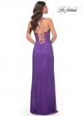 Picture of: Rhinestone Fishnet Dress with Illusion Bodice and Boning in Dark Berry, Style: 32247, Detail Picture 13