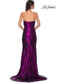 Picture of: Strapless Draped Neckline Prom Dress in Metallic Jersey in Purple , Style 32828, Detail Picture 13