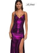 Picture of: Brushed Metallic Jersey Simple Prom Dress with Ruching in Purple, Style: 32812, Detail Picture 15