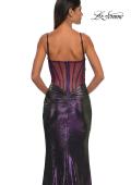 Picture of: Gorgeous Metallic Prom Dress with Ruching and Illusion Back in Purple, Style: 33034, Detail Picture 16