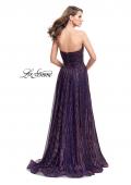 Picture of: Pleated Lame A-line Prom Dress with Ruched Bodice in Purple, Style: 25886, Back Picture