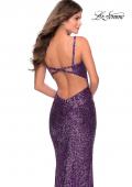 Picture of: Long Sequin Prom Dress with Straight Neckline in Purple, Style: 28698, Back Picture