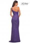 Picture of: Bright Simple One Shoulder Long Sequin Evening Gown in Purple, Back Picture