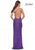 Picture of: Stretch Sequin Dress with Open Back in Purple, Style: 31209, Back Picture
