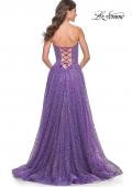 Picture of: Sequin Rhinestone A-Line Tulle Sweetheart Gown with Lace Up Back in Purple, Style: 32136, Back Picture