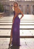 Picture of: Rhinestone Fishnet Dress with Illusion Bodice and Boning in Dark Berry, Style: 32247, Back Picture