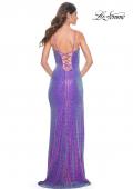 Picture of: Bustier Sequin Neon Prom Dress with Lace Up Back in Purple, Style: 31965, Detail Picture 20