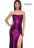 Picture of: Strapless Draped Neckline Prom Dress in Metallic Jersey in Purple , Style 32828, Detail Picture 24