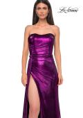 Picture of: Strapless Chic Metallic Jersey Dress with Draped Slit in Purple , Style 32830, Detail Picture 26