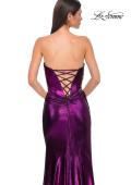 Picture of: Strapless Chic Metallic Jersey Dress with Draped Slit in Purple , Style 32830, Detail Picture 27