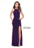 Picture of: Sparkling Jersey Prom Dress with High Neck and Slit in Purple, Style: 25908, Detail Picture 1
