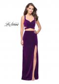 Picture of: Long Jersey Two Piece Prom Dress with Side Cut Outs in Purple, Style: 25597, Detail Picture 2