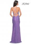 Picture of: Stretch Sequin Fitted Prom Dress with Open Back in Purple, Style: 32330, Detail Picture 2