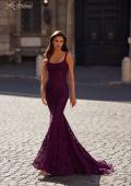 Picture of: Mermaid Stretch Lace Gown with Corset Top in Dark Berry, Style: 32420, Detail Picture 2