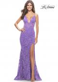 Picture of: Unique Stretch Lace Prom Dress with Sheer Bodice in Purple, Style: 31249, Detail Picture 3