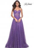 Picture of: Sequin Rhinestone A-Line Tulle Sweetheart Gown with Lace Up Back in Purple, Style: 32136, Detail Picture 3