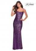 Picture of: Long Sequin Prom Dress with Straight Neckline in Purple, Style: 28698, Detail Picture 4